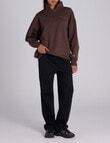 Champion Legacy Tonal Script Quarter Zip Crew Sweatshirt, Warm Chocolate Brown product photo View 04 S