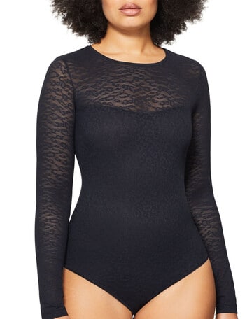 Nancy Ganz Lace Supreme Long Sleeve Top, Black product photo
