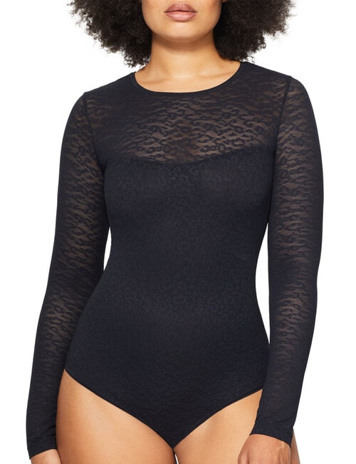 Nancy Ganz Lace Supreme Long Sleeve Top, Black product photo View 04 L