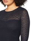 Nancy Ganz Lace Supreme Long Sleeve Top, Black product photo View 05 S