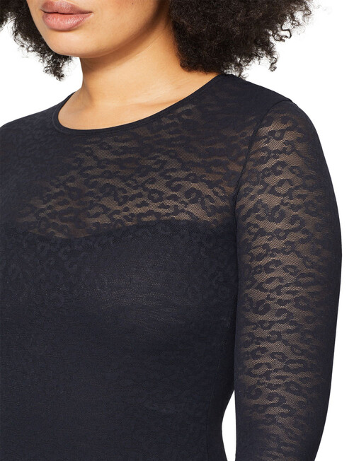 Nancy Ganz Lace Supreme Long Sleeve Top, Black product photo View 05 L