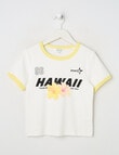 Switch Hawaii Short Sleeve Ringer Tee, White & Lemon product photo