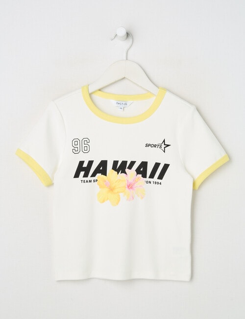 Switch Hawaii Short Sleeve Ringer Tee, White & Lemon product photo