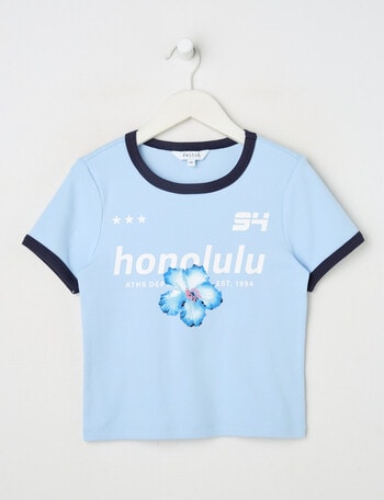 Switch Honolulu Short Sleeve Ringer Tee, Cornflower product photo