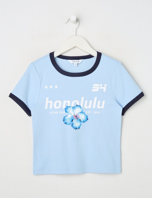 Switch Honolulu Short Sleeve Ringer Tee, Cornflower product photo