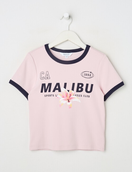 Switch Malibu Short Sleeve Ringer Tee, Baby Pink product photo