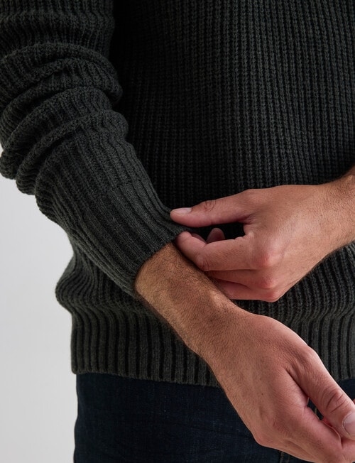 Chisel Button Neck Sweater, Army Green product photo View 05 L