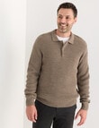 Chisel Button Neck Sweater, Sand product photo