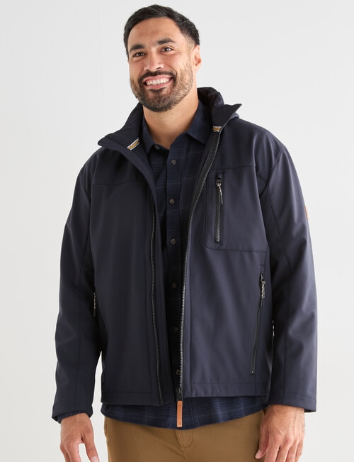 Kauri Trail Hooded Softshell Jacket, Navy product photo View 06 L