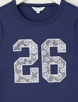 Switch Lace Number Short Sleeve Baby Tee, Navy product photo View 02 S