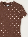 Switch Polka Dot Giselle Short Sleeve Tee, Chocolate & Baby Pink product photo View 02 S