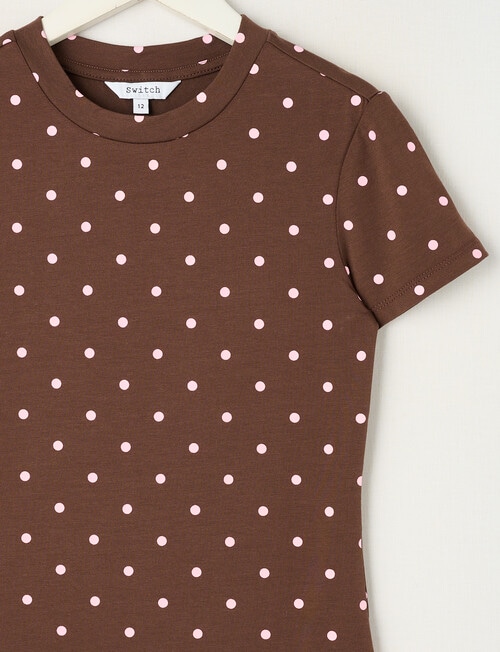 Switch Polka Dot Giselle Short Sleeve Tee, Chocolate & Baby Pink product photo View 02 L
