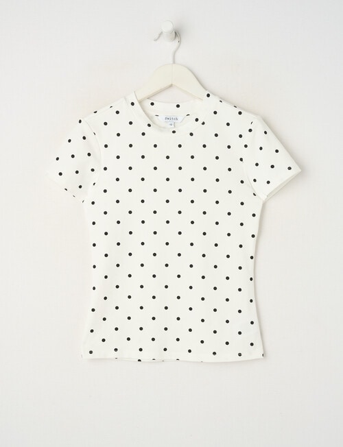 Switch Polka Dot Giselle Short Sleeve Tee, Vanilla & Black product photo