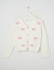 Switch Bow Cardigan, Vanilla & Pink Poppy product photo
