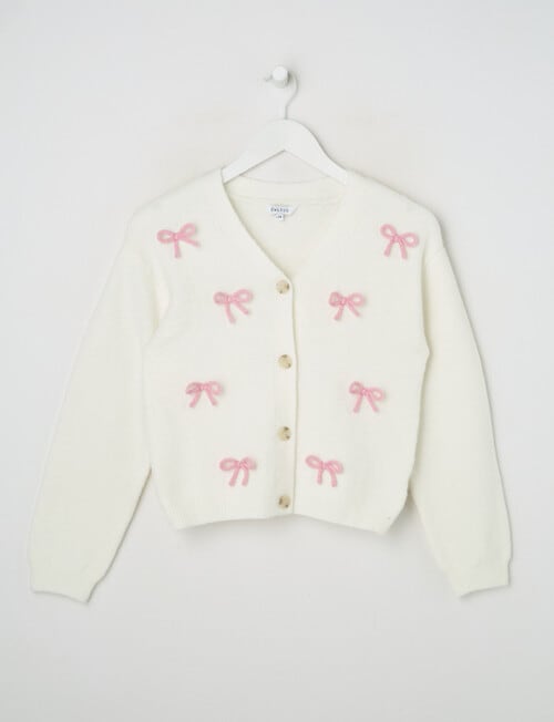 Switch Bow Cardigan, Vanilla & Pink Poppy product photo