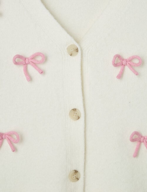 Switch Bow Cardigan, Vanilla & Pink Poppy product photo View 02 L