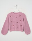 Mac & Ellie Sequin Bows Chenille Jumper, Mauve product photo
