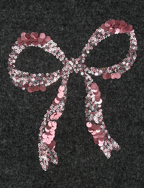 Mac & Ellie Sequin Bow Jumper, Charcoal product photo View 02 L