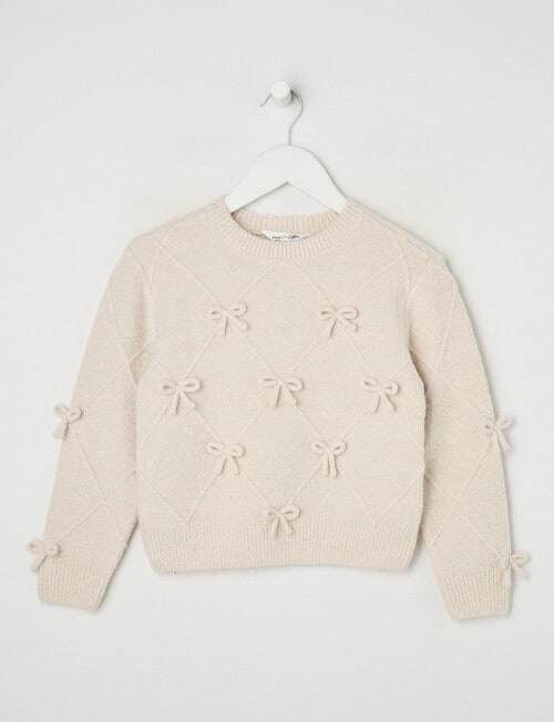 Mac & Ellie Bow Knit Jumper, Oat Marle product photo