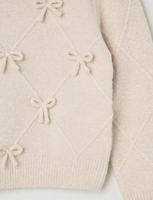 Mac & Ellie Bow Knit Jumper, Oat Marle product photo View 02 L
