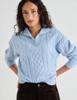 Zest Quarter Zip Knitwear, Winter Blue product photo View 07 S