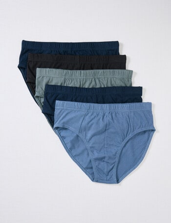 Chisel Cotton Brief, 5-Pack, Navy, Mid Blue, Black & Sage product photo