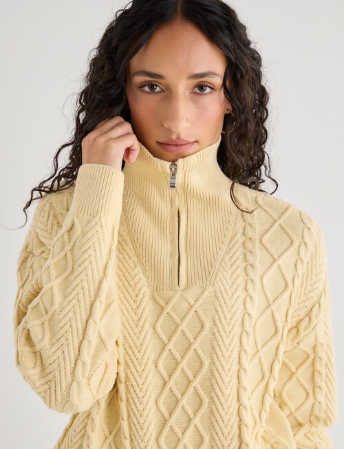 Zest Quarter Zip Knitwear, Lemon product photo