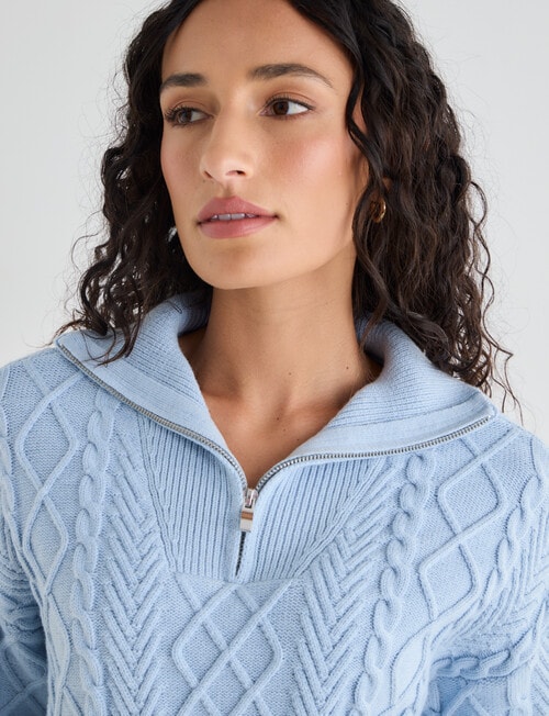 Zest Quarter Zip Knitwear, Winter Blue product photo View 04 L