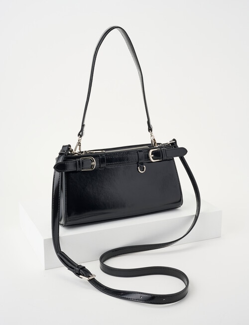 Whistle Belt Patent Shopper Bag, Black product photo