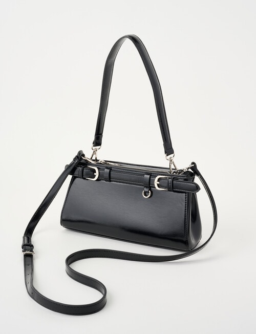 Whistle Belt Patent Shopper Bag, Black product photo View 03 L