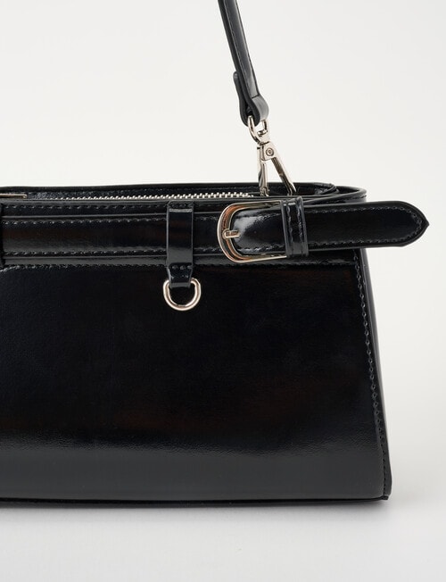 Whistle Belt Patent Shopper Bag, Black product photo View 06 L