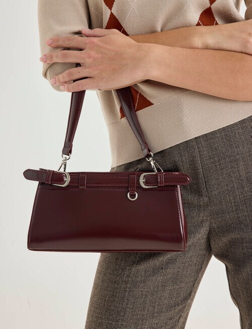Whistle Belt Patent Shopper Bag, Cherry Lacquer product photo
