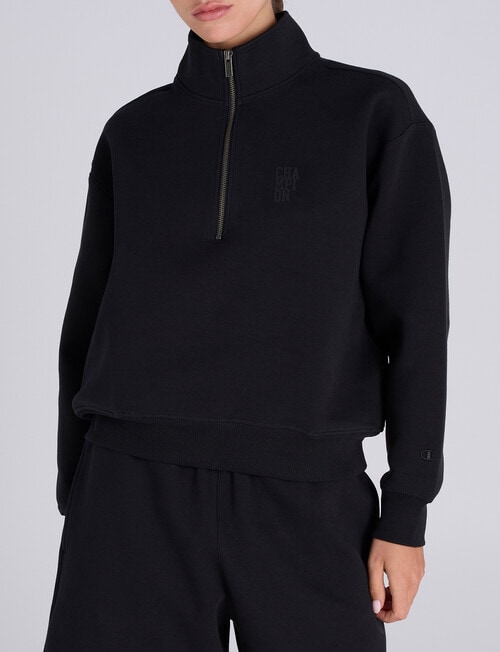 Champion Rochester Base Quarter Zip Pullover, Black product photo