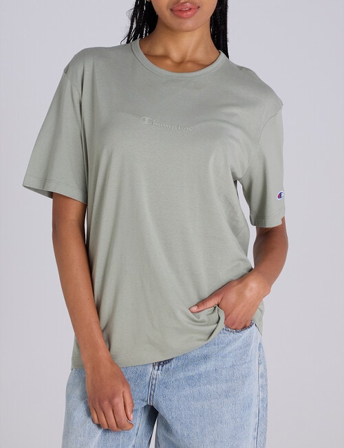 Champion Legacy Tonal Script Crew Sweatshirt, , Ecology Green product photo