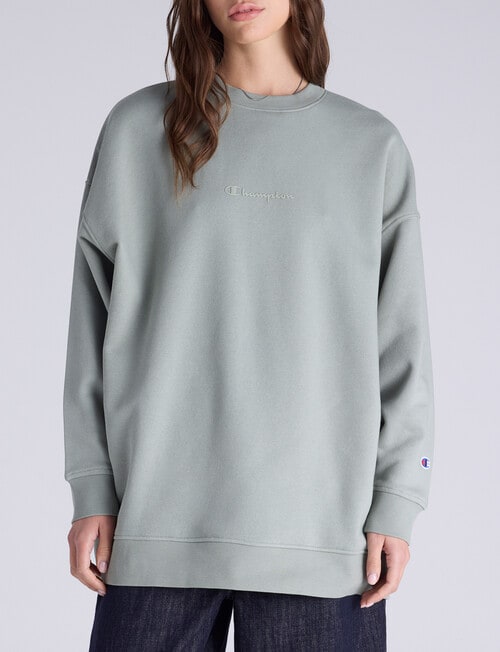 Champion Legacy Tonal Script Crew Sweatshirt, , Ecology Green product photo