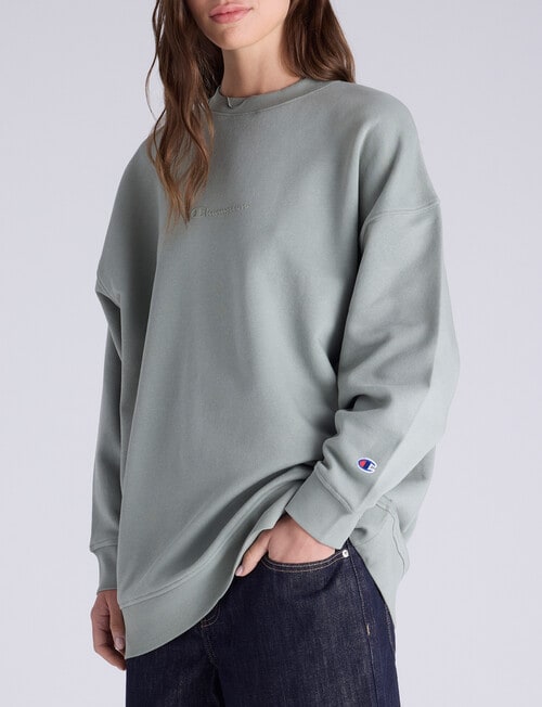 Champion Legacy Tonal Script Crew Sweatshirt, , Ecology Green product photo View 02 L