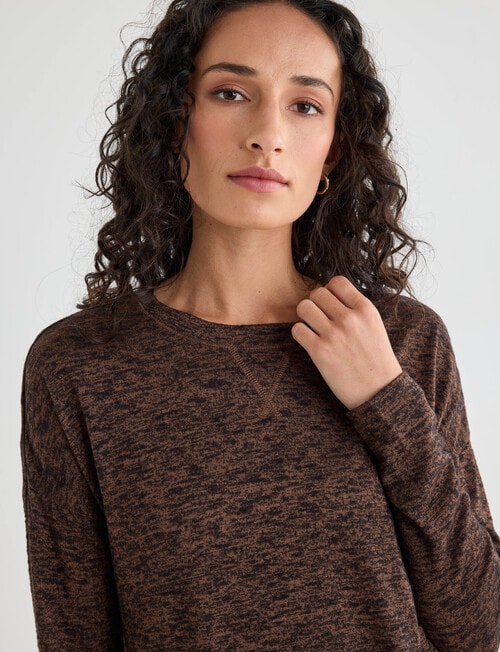 Zest Supersoft Brushed Crew Tee, Chocolate Marle product photo
