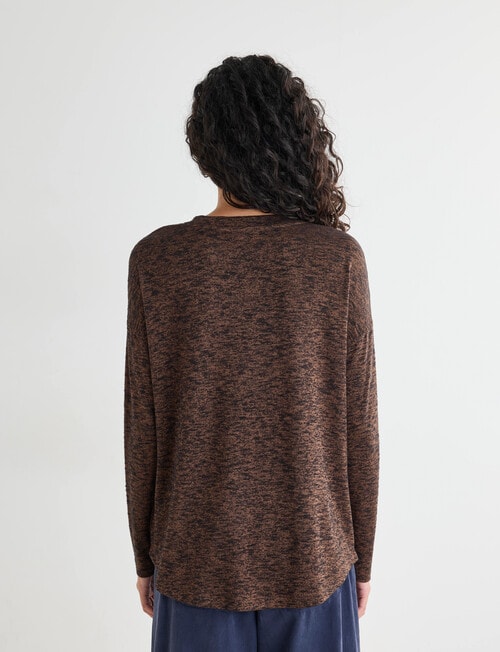 Zest Supersoft Brushed Crew Tee, Chocolate Marle product photo View 02 L