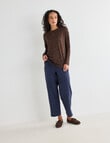 Zest Supersoft Brushed Crew Tee, Chocolate Marle product photo View 03 S