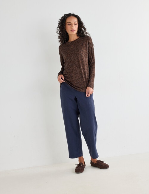 Zest Supersoft Brushed Crew Tee, Chocolate Marle product photo View 03 L