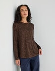 Zest Supersoft Brushed Crew Tee, Chocolate Marle product photo View 04 S