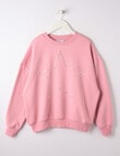 Switch Star Stud Oversized Crew Sweatshirt, Pink Poppy product photo
