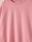 Switch Star Stud Oversized Crew Sweatshirt, Pink Poppy product photo View 02 S
