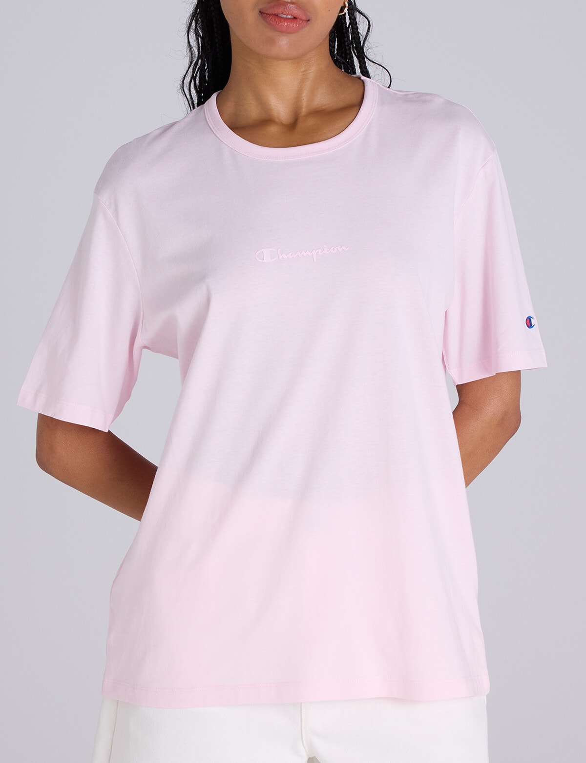 Champion Legacy Tonal Script Tee, Lilac Pink - Activewear