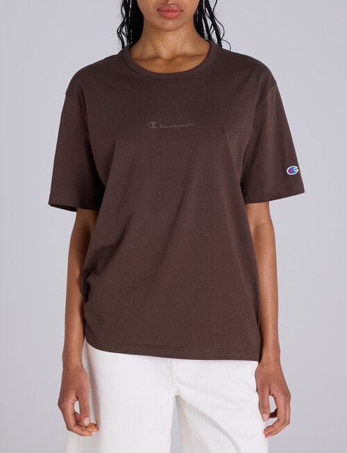 Champion Legacy Tonal Script Tee, Warm Chocolate Brown product photo