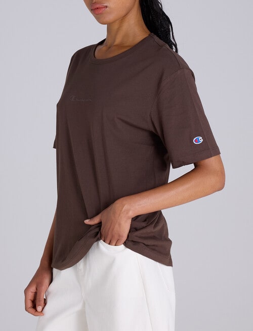 Champion Legacy Tonal Script Tee, Warm Chocolate Brown product photo View 02 L