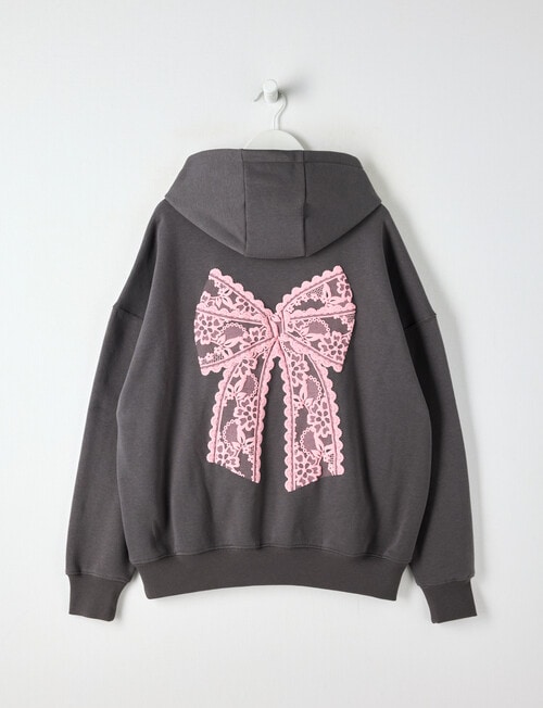 Switch Bow Oversized Hoodie, Charcoal product photo View 02 L