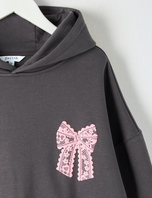Switch Bow Oversized Hoodie, Charcoal product photo View 03 L