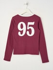 Switch Ringer Long Sleeve Tee, Red Velvet product photo View 02 S