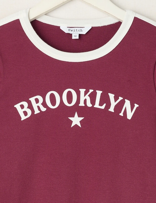 Switch Ringer Long Sleeve Tee, Red Velvet product photo View 03 L